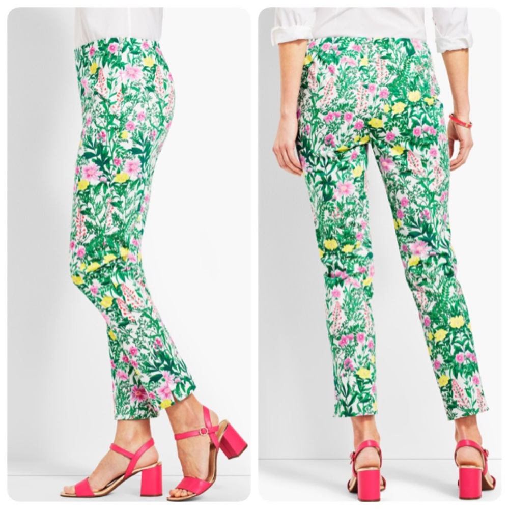 Talbots Garden Print Slim Ankle Pant Size 10